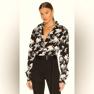 RTA REVOLVE Black/White Sierra Shirt Palm Tree Print, Size XS (oversized) NWT